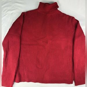 Banana Republic Deep Red Ribbed Turtleneck Knit Sweater